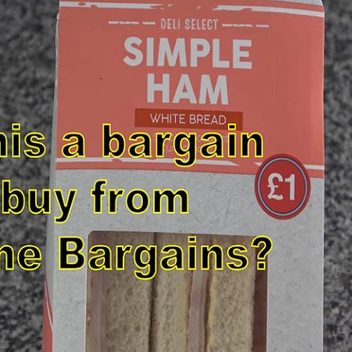Home Bargains branded simple ham sandwich