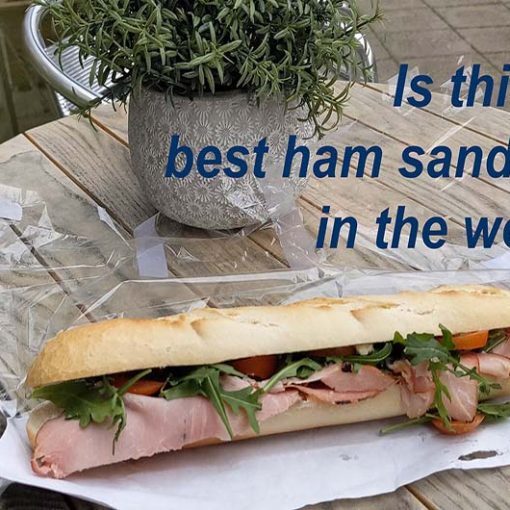 The Italian One - a fresh ham sandwich in a half baguette